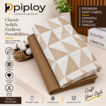 Piploy Men's Beige & Brown Geometric Printed Unstitched Shirt Fabric