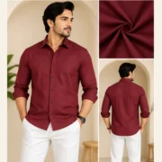 Piploy Men's Unstitched Maroon Shirt Fabric - Image 2