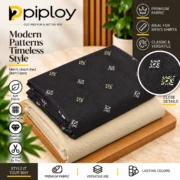 Piploy Men's Black Printed Unstitched Shirt Fabric with Cream Contrast