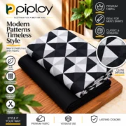 Piploy Men's Black & White Geometric Print Unstitched Shirt Fabric