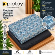 Piploy Men's Blue Grey Geometric Printed Unstitched Shirt Fabric