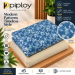 Piploy Men's Blue Geometric Print Unstitched Shirt Fabric with Cream Contrast