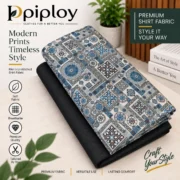 Piploy Men's Blue & Grey Mosaic Geometric Printed Unstitched Shirt Fabric