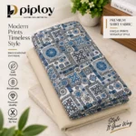 Piploy Men's Blue Geometric Printed Unstitched Shirt Fabric with Beige Contrast