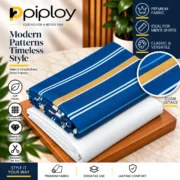Piploy Men's Blue Striped Unstitched Shirt Fabric with White & Mustard Accents