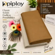 Piploy Men's Camel Brown & Beige Solid Unstitched Shirt Fabric