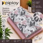 Piploy Men's Grey & Dusty Pink Floral Geometric Printed Unstitched Shirt Fabric