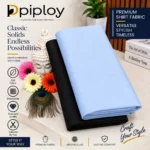 Piploy Men's Sky Blue & Black Solid Unstitched Shirt Fabric