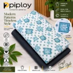 Piploy Men's White & Sky Blue Geometric Floral Printed Unstitched Shirt Fabric