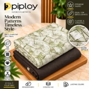 Piploy Men's Cream & Olive Geometric Printed Unstitched Shirt Fabric