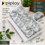 Piploy Men's White & Olive Green Geometric Printed Unstitched Shirt Fabric