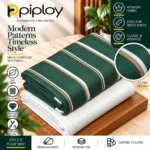 Piploy Men's Dark Green Striped Unstitched Shirt Fabric – White & Beige Stripe Design