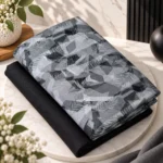 Piploy Men's Grey & Black Printed Unstitched Shirt Fabric – Leaf & Geometric Design