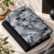 Piploy Men's Grey & Black Printed Unstitched Shirt Fabric – Leaf & Geometric Design
