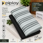 Piploy Men's Grey & Black Striped Unstitched Shirt Fabric – Classic Premium Shirt Material