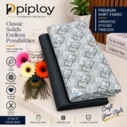 Piploy Men's Light Grey & Blue Geometric Printed Unstitched Shirt Fabric