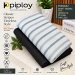 Piploy Men's White & Grey Striped Unstitched Shirt Fabric – Classic Casual Shirt Material