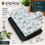 Piploy Men's White & Sage Green Leaf Printed Unstitched Shirt Fabric