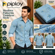 Piploy Men's Light Blue Abstract Printed Unstitched Shirt Fabric - Image 2