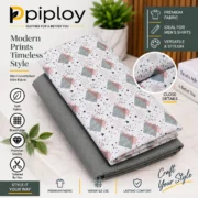 Piploy Men's White Geometric Printed Unstitched Shirt Fabric with Grey Contrast