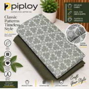 Piploy Men's Olive Green & White Geometric Printed Unstitched Shirt Fabric