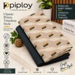 Piploy Men's Beige & Charcoal Geometric Printed Unstitched Shirt Fabric