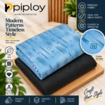 Piploy Men's Sky Blue & Charcoal Geometric Printed Unstitched Shirt Fabric