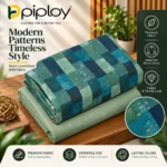 Piploy Men's Teal Green Geometric Floral Unstitched Shirt Fabric