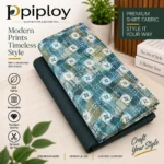 Piploy Men's Teal Green Abstract Printed Unstitched Shirt Fabric