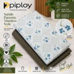 Piploy Men's White, Blue & Olive Floral Printed Unstitched Shirt Fabric