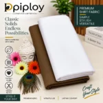 Piploy Men's White & Brown Solid Unstitched Shirt Fabric