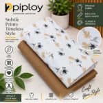 Piploy Men's White Floral Printed Unstitched Shirt Fabric with Brown Contrast