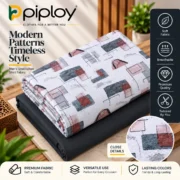 Piploy Men's White Geometric Printed Unstitched Shirt Fabric with Black Contrast