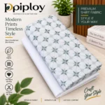 Piploy Men's White & Sage Green Geometric Floral Printed Unstitched Shirt Fabric